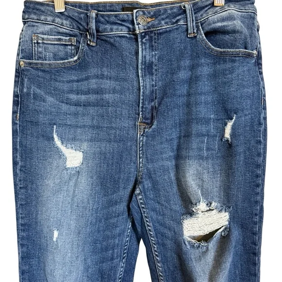 Risen High Rise Distressed Relaxed Fit Skinny Jeans Women’s  size 32/15 - Picture 2 of 14